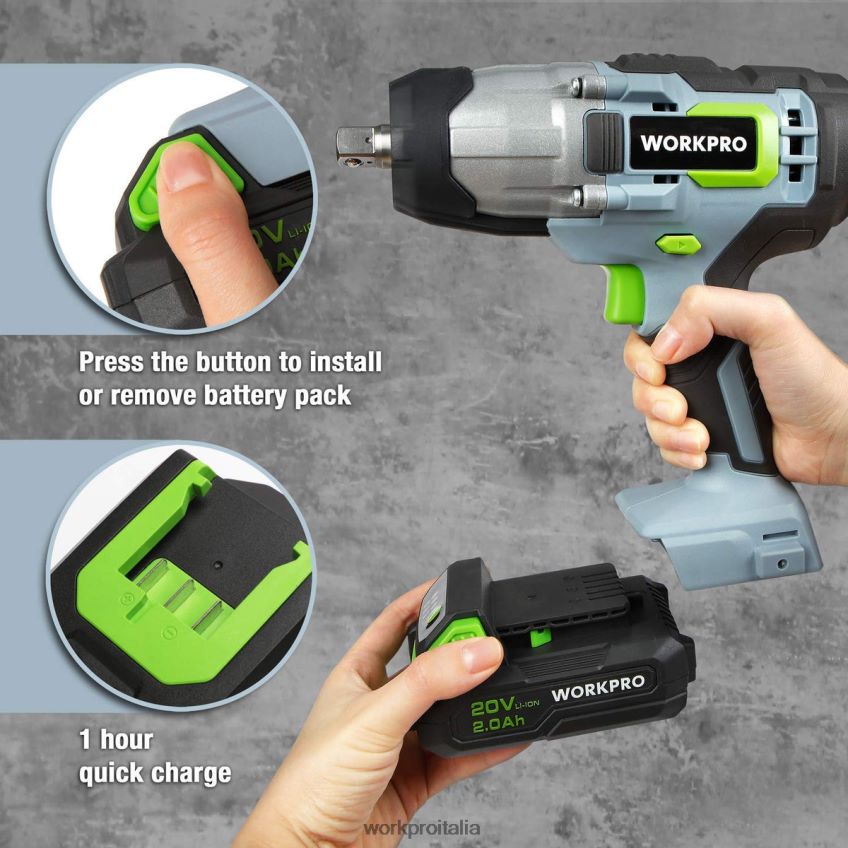 WORKPRO Avvitatore a percussione a batteria da 20 V, set di 5 pinze, set di cacciaviti magnetici da 16 pezzi e set di chiavi regolabili da 3 pezzi utile B0600L319 attrezzo