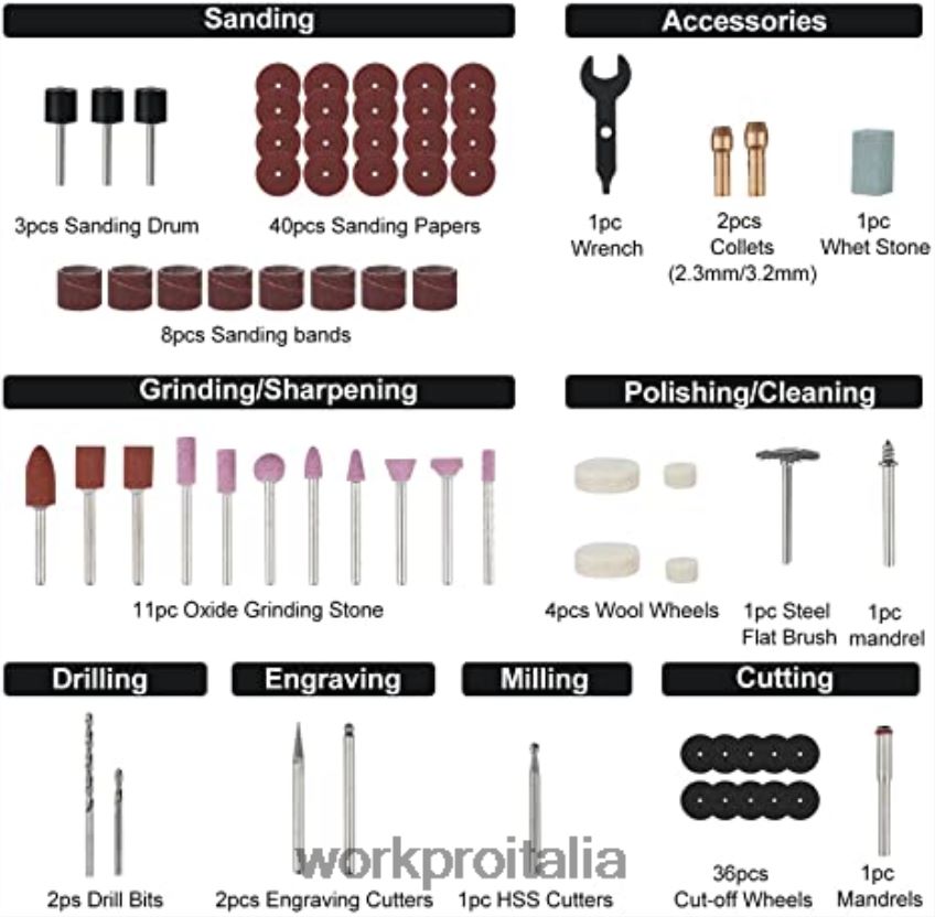 WORKPRO Kit di utensili rotanti a batteria da 12 V e kit di accessori per utensili rotanti da 276 pezzi, set di morsetti da 8 pezzi e kit pinzatrice 4 in 1 moderno B0600L317 attrezzo