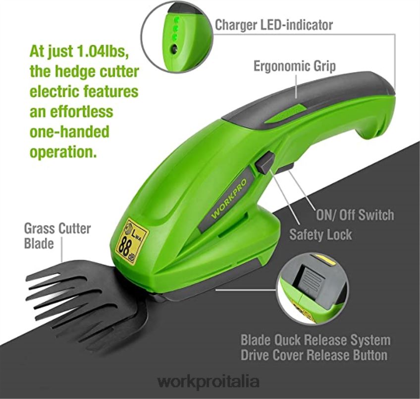 WORKPRO Tagliasiepi a batteria da 20 V e tagliasiepi portatile 2 in 1, cesoie da potatura in 2 pezzi e ginocchiere da giardino moderno B0600L320 attrezzo