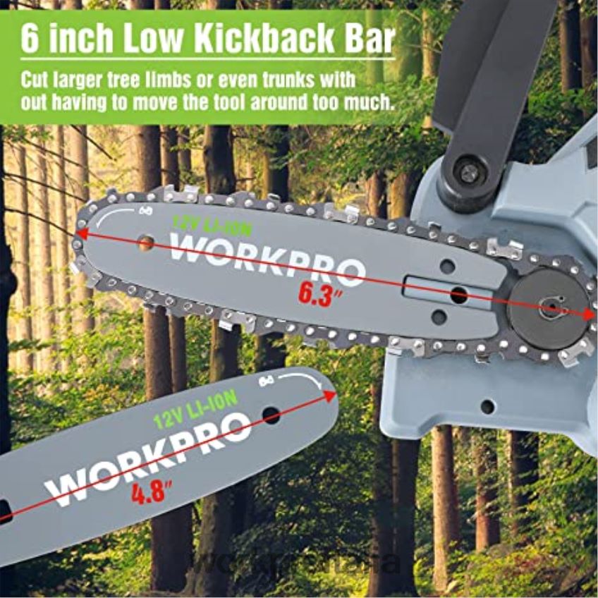 WORKPRO sega a catena senza fili e set di attrezzi da giardino da 7 pezzi e 2 paia di guanti da giardino e ginocchiere da giardino utile B0600L314 attrezzo
