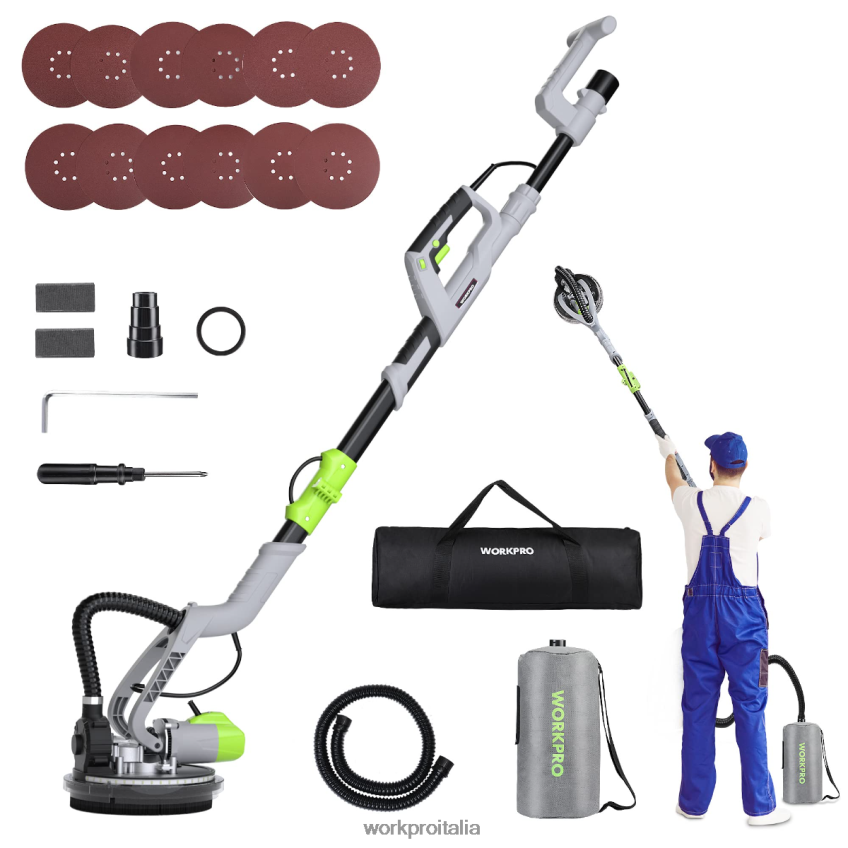 WORKPRO Levigatrice elettrica per cartongesso da 720 W con aspiratore moderno B0600L228 attrezzo