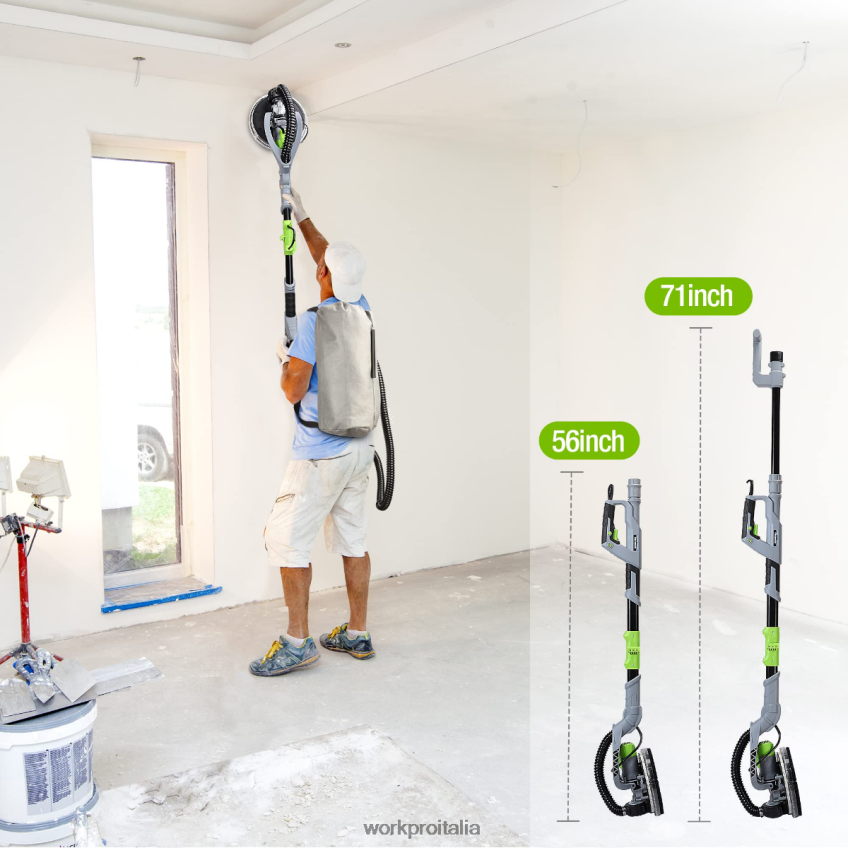 WORKPRO Levigatrice elettrica per cartongesso da 720 W con aspiratore moderno B0600L228 attrezzo