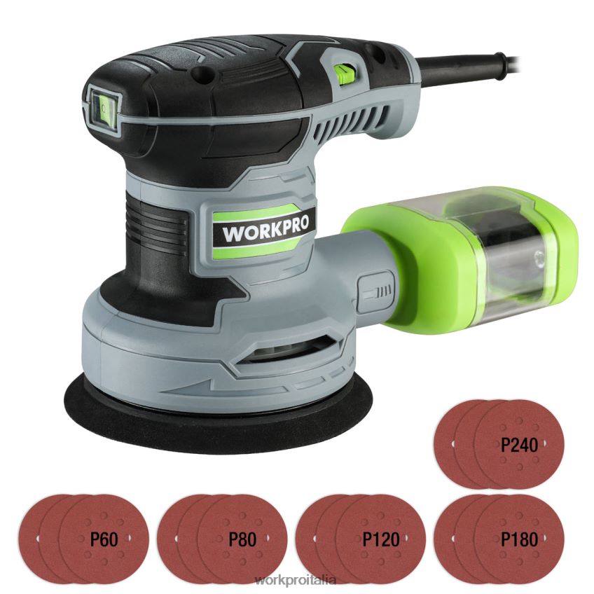 WORKPRO Levigatrice orbitale casuale elettrica da 5 pollici da 2,5 A, 6 velocità variabili da 7.000 a 14.000 giri/min utile B0600L233 attrezzo