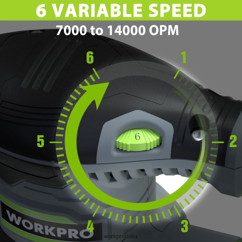 WORKPRO Levigatrice orbitale casuale elettrica da 5 pollici da 2,5 A, 6 velocità variabili da 7.000 a 14.000 giri/min utile B0600L233 attrezzo