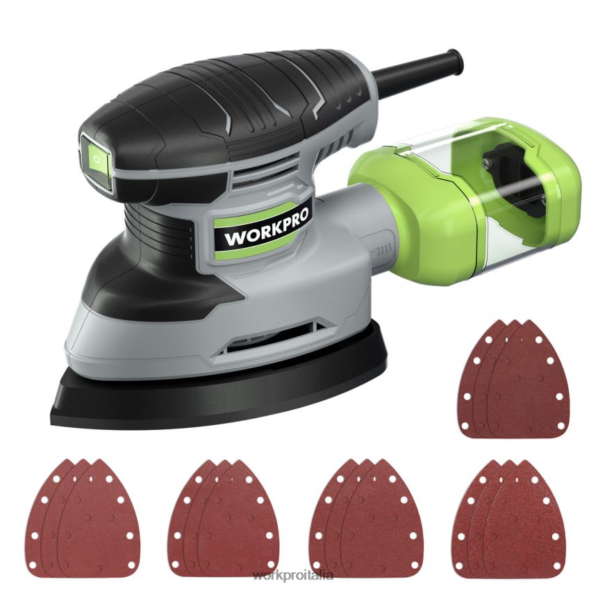 WORKPRO Levigatrice per dettagli da 1,6 A, levigatrice elettrica compatta da 13000 opm con aspiratore di polvere utile B0600L239 attrezzo