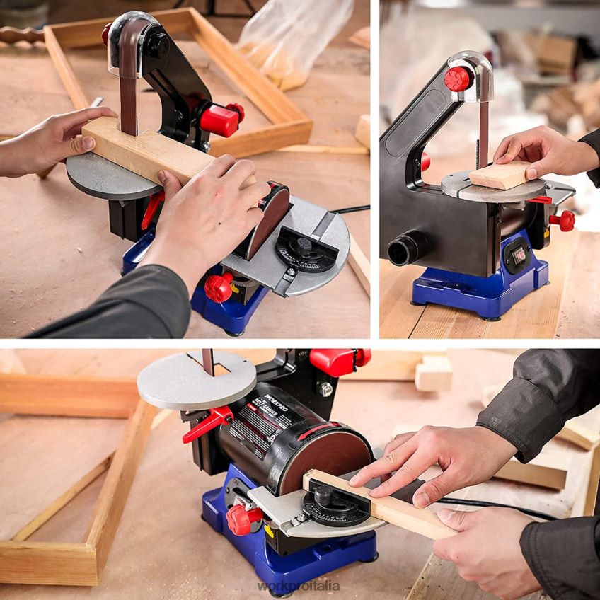WORKPRO levigatrice a nastro a disco, nastro da 1 x 30 pollici e disco abrasivo da 5 pollici, inclusi 6 pezzi di carta vetrata utile B0600L237 attrezzo