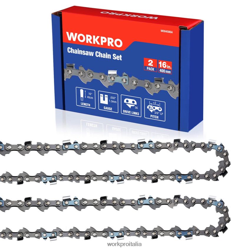 WORKPRO Catena per motosega in confezione da 2, passo 3/8", 56 maglie di trasmissione, catena per sega da taglio per legno per parti di motoseghe utile B0600L204 attrezzo
