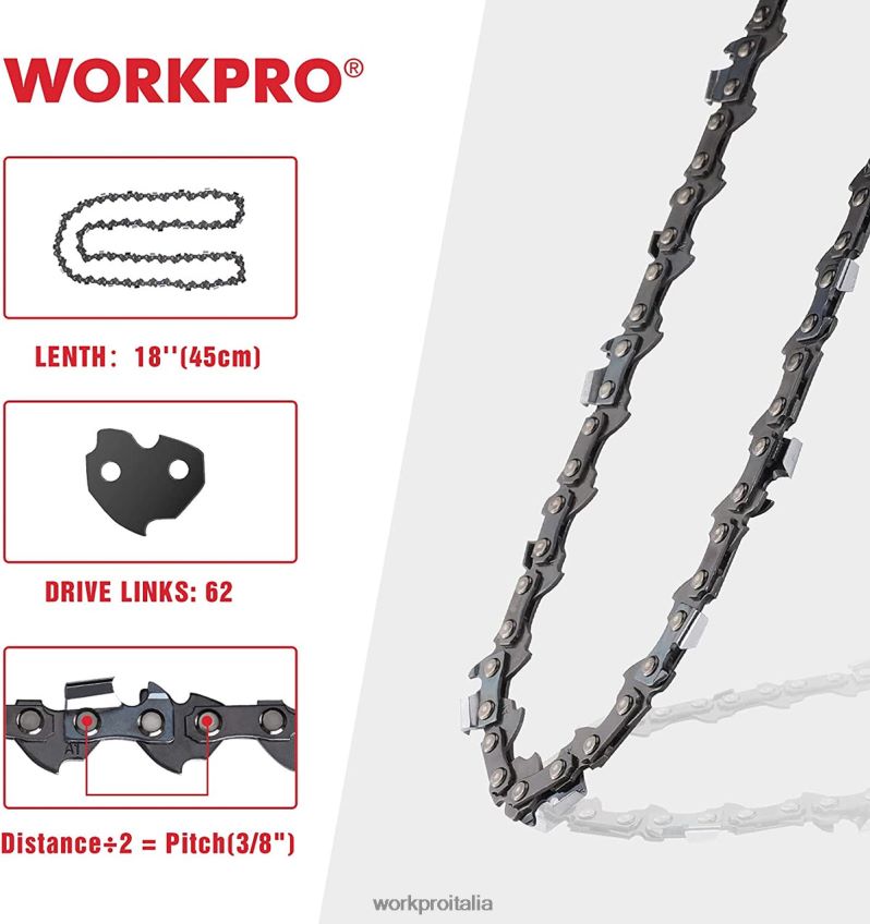 WORKPRO Catena per motosega in confezione da 2, passo 3/8
