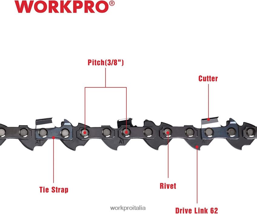 WORKPRO Catena per motosega in confezione da 2, passo 3/8