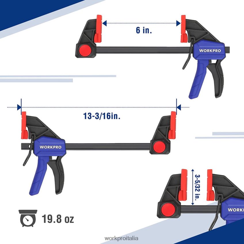 WORKPRO Morsetti a barra da 2 pezzi per la lavorazione del legno, morsetto/distributore per carichi medi da 300 libbre con una sola mano utile B0600L123 attrezzo