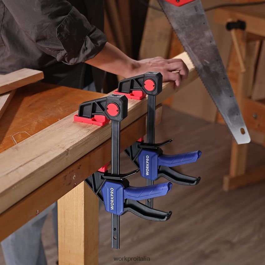 WORKPRO Morsetti a barra da 2 pezzi per la lavorazione del legno, morsetto/distributore per carichi medi da 300 libbre con una sola mano utile B0600L123 attrezzo