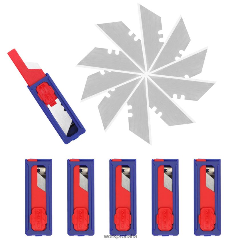WORKPRO lame per coltelli multiuso, ricariche per lame per taglierino in acciaio sk5, misura standard con dispenser individuale, confezione da 50 moderno B0600L55 attrezzo