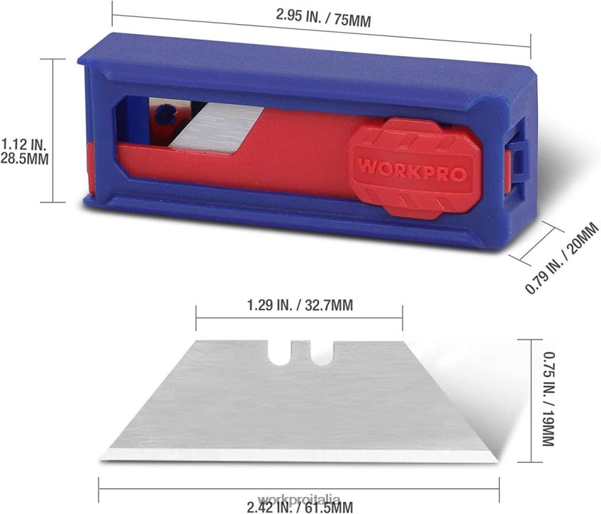 WORKPRO lame per coltelli multiuso, ricariche per lame per taglierino in acciaio sk5, misura standard con dispenser individuale, confezione da 50 moderno B0600L55 attrezzo