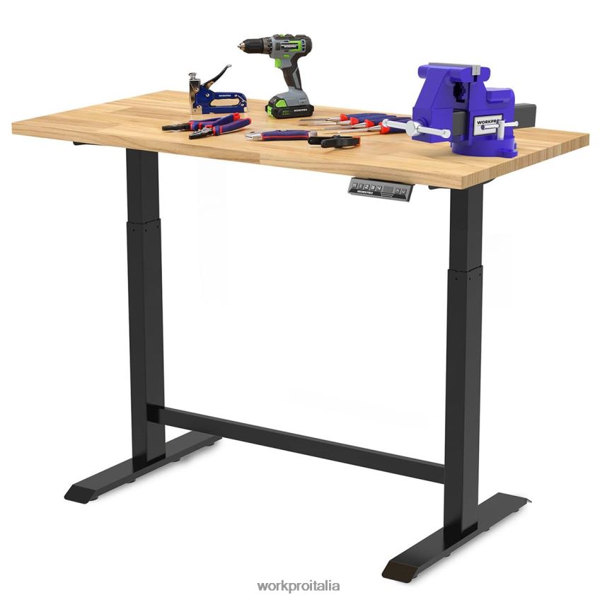 WORKPRO Banco da lavoro elettrico regolabile in altezza con piano in legno e doppio motore moderno B0600L5 magazzinaggio