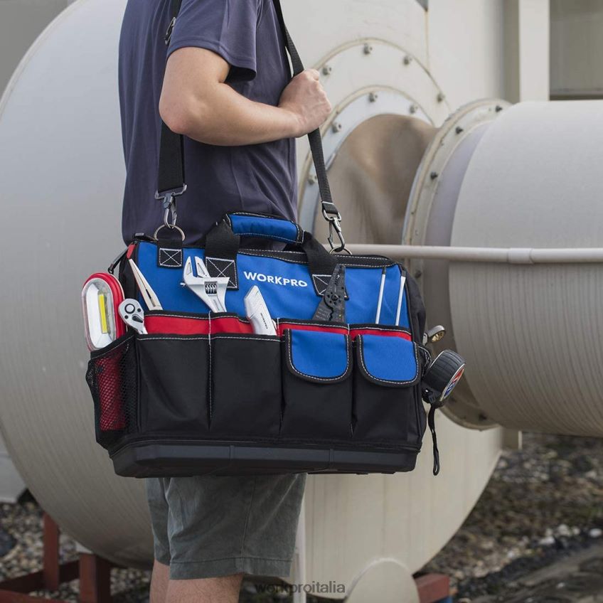 WORKPRO Borsa per attrezzi chiusa nella parte superiore con ampio scomparto portaoggetti con base impermeabile e spallacci regolabili moderno B0600L30 magazzinaggio