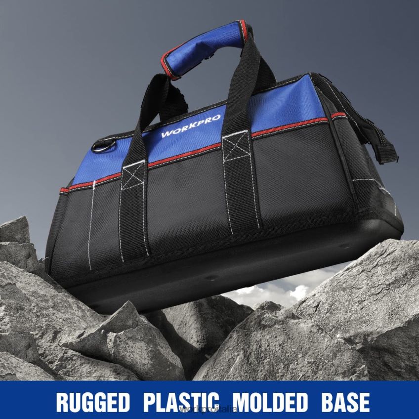 WORKPRO Borsa per attrezzi con bocca larga da 16 pollici, borsa per attrezzi in tessuto resistente con base sagomata impermeabile, tracolla regolabile utile B0600L24 magazzinaggio