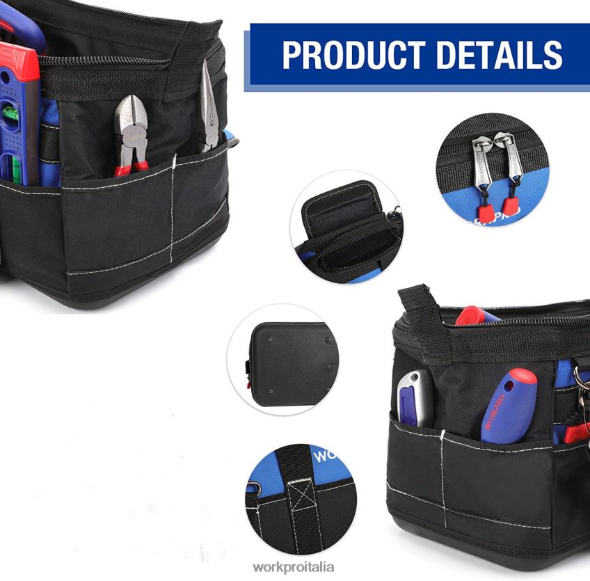 WORKPRO Borsa per attrezzi con bocca larga da 16 pollici con base sagomata impermeabile utile B0600L34 magazzinaggio
