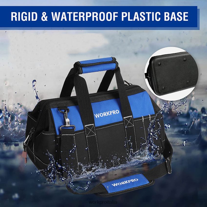 WORKPRO Borsa per attrezzi con bocca larga da 16 pollici con base sagomata impermeabile utile B0600L34 magazzinaggio