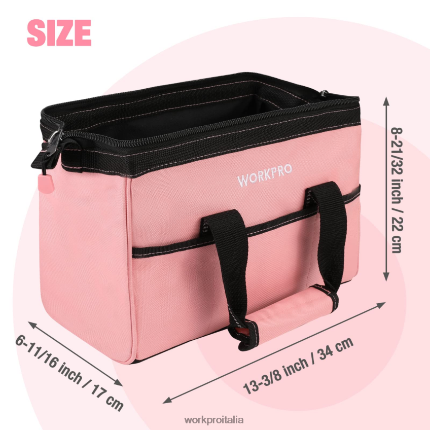 WORKPRO Borsa per attrezzi da 13 pollici, borse per riporre gli attrezzi in tessuto morbido rosa B0600L29 magazzinaggio