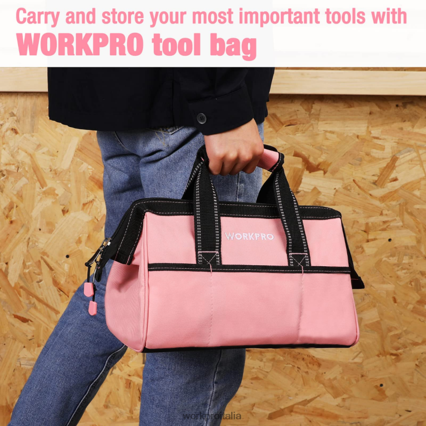 WORKPRO Borsa per attrezzi da 13 pollici, borse per riporre gli attrezzi in tessuto morbido rosa B0600L29 magazzinaggio