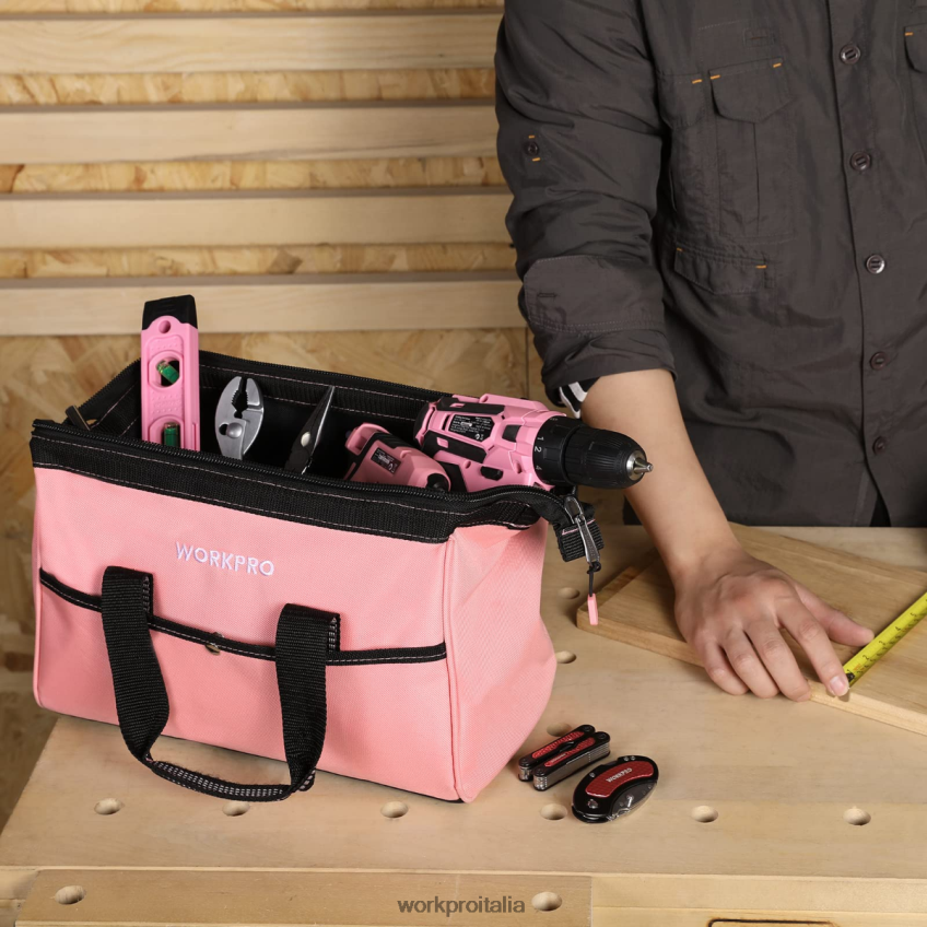 WORKPRO Borsa per attrezzi da 13 pollici, borse per riporre gli attrezzi in tessuto morbido rosa B0600L29 magazzinaggio