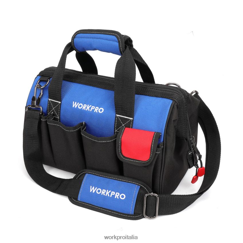 WORKPRO Borsa per attrezzi da 14 pollici, organizer per attrezzi multitasche con tracolla regolabile utile B0600L31 magazzinaggio