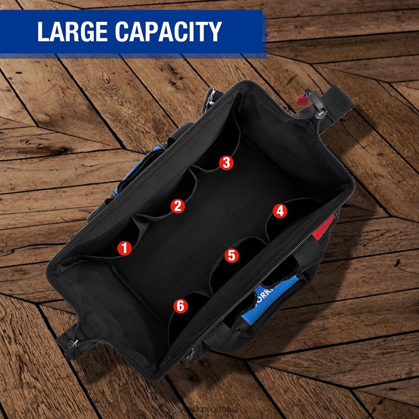 WORKPRO Borsa per attrezzi da 14 pollici, organizer per attrezzi multitasche con tracolla regolabile utile B0600L31 magazzinaggio