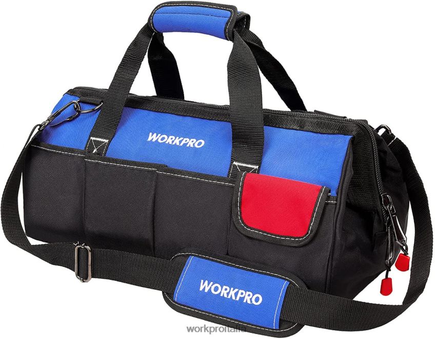 WORKPRO Borsa porta attrezzi da 18 pollici con bocca larga e chiusura superiore con tracolla regolabile utile B0600L27 magazzinaggio