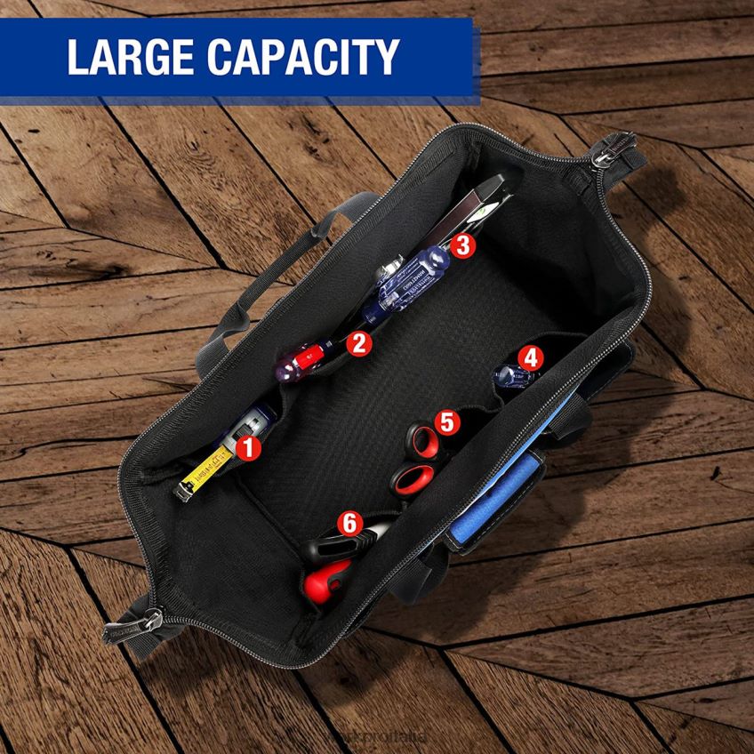 WORKPRO Borsa porta attrezzi da 18 pollici con bocca larga e chiusura superiore con tracolla regolabile utile B0600L27 magazzinaggio