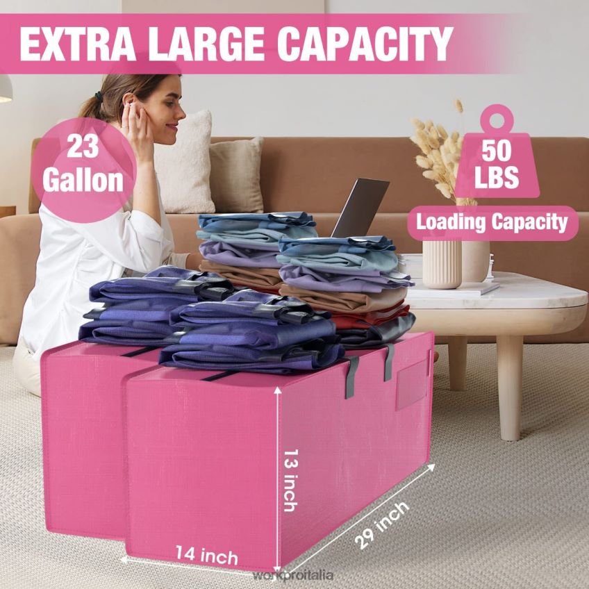 WORKPRO Confezione da 6 borse tote per traslochi extra large per carichi pesanti con cerniere e maniglie per il trasporto, cinghie per zaino rosa/blu B0600L142 magazzinaggio