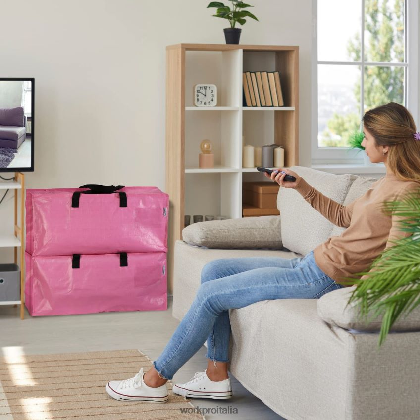 WORKPRO Confezione da 6 borse tote per traslochi extra large per carichi pesanti con cerniere e maniglie per il trasporto, cinghie per zaino rosa/blu B0600L142 magazzinaggio