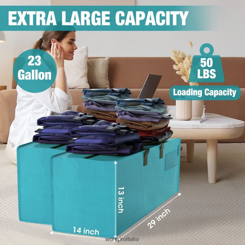 WORKPRO Confezione da 6 borse tote per traslochi extra large per carichi pesanti con cerniere e maniglie per il trasporto, cinghie per zaino rosa/blu B0600L142 magazzinaggio