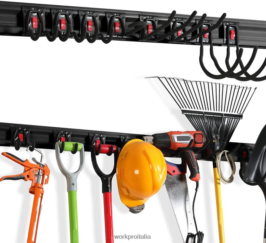 WORKPRO Organizer per attrezzi da garage, supporto da parete, organizer per attrezzi da giardino, portaoggetti, ganci per attrezzi pesanti, 64 pollici utile B0600L21 magazzinaggio