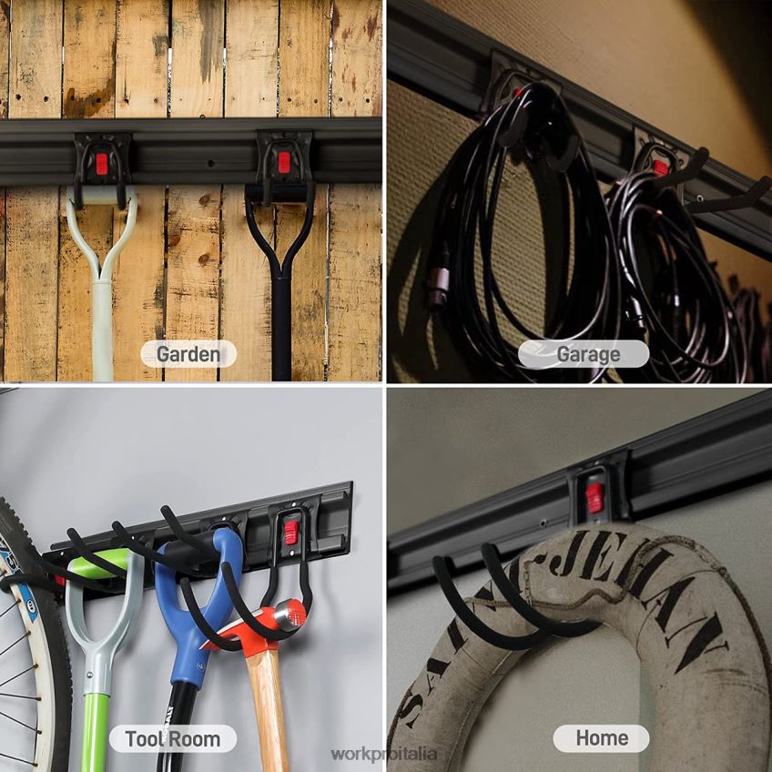 WORKPRO Organizer per attrezzi da garage, supporto da parete, organizer per attrezzi da giardino, portaoggetti, ganci per attrezzi pesanti, 64 pollici utile B0600L21 magazzinaggio