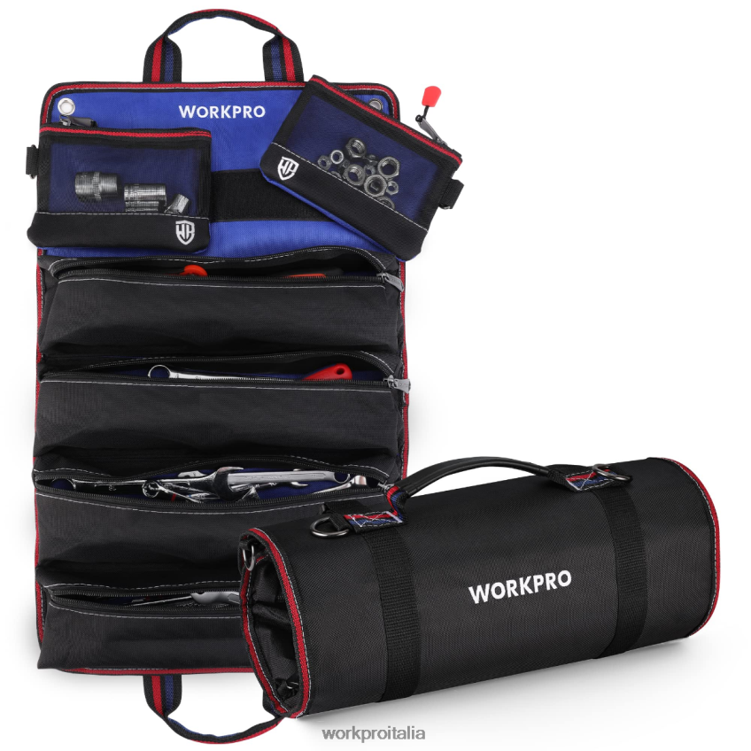 WORKPRO Organizer per borsa arrotolabile per attrezzi pesanti con 6 tasche e tasche per attrezzi rimovibili nuovo B0600L32 magazzinaggio