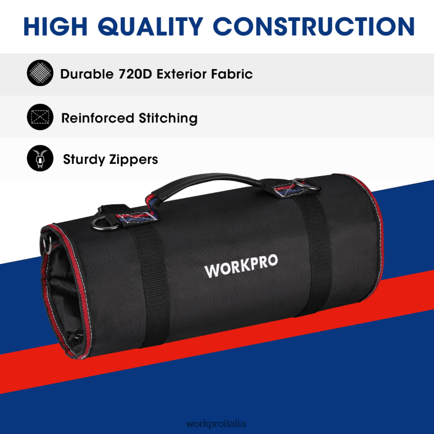 WORKPRO Organizer per borsa arrotolabile per attrezzi pesanti con 6 tasche e tasche per attrezzi rimovibili nuovo B0600L32 magazzinaggio