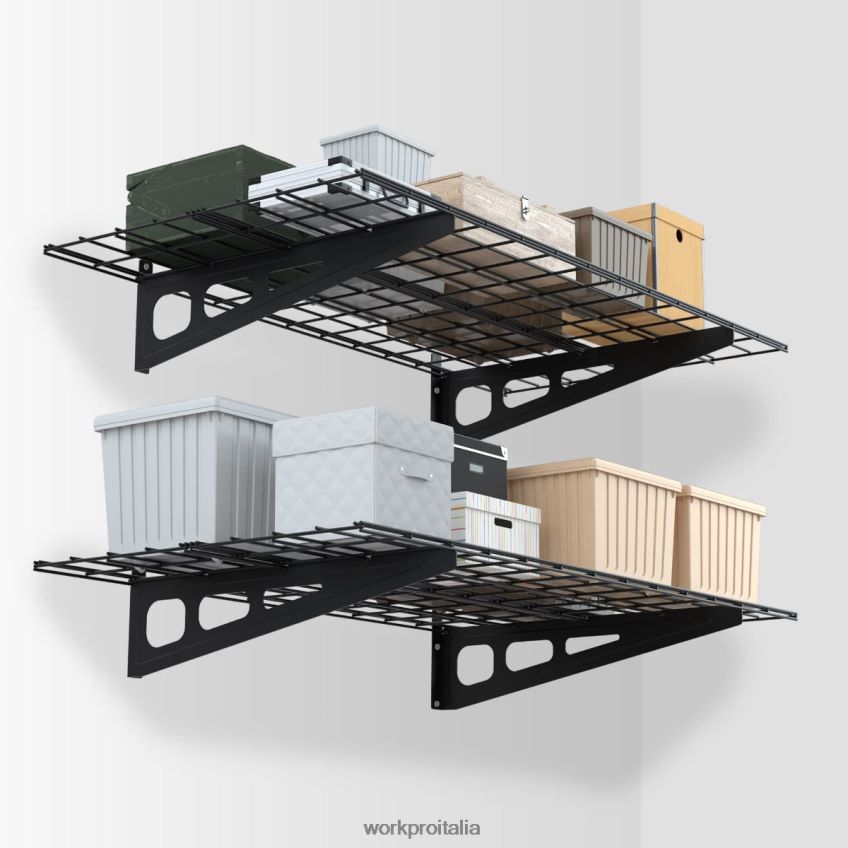 WORKPRO Scaffali da parete per garage per carichi pesanti, confezione da 2, 2x4 piedi, capacità di carico di 400 libbre (totale) nero B0600L14 magazzinaggio