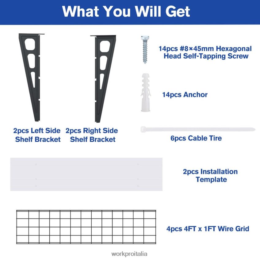 WORKPRO Scaffali da parete per garage per carichi pesanti, confezione da 2, 2x4 piedi, capacità di carico di 400 libbre (totale) nero B0600L14 magazzinaggio