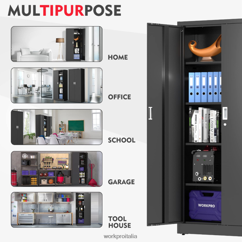 WORKPRO armadio di stoccaggio, armadi da garage in metallo con ante e ripiani moderno B0600L22 magazzinaggio