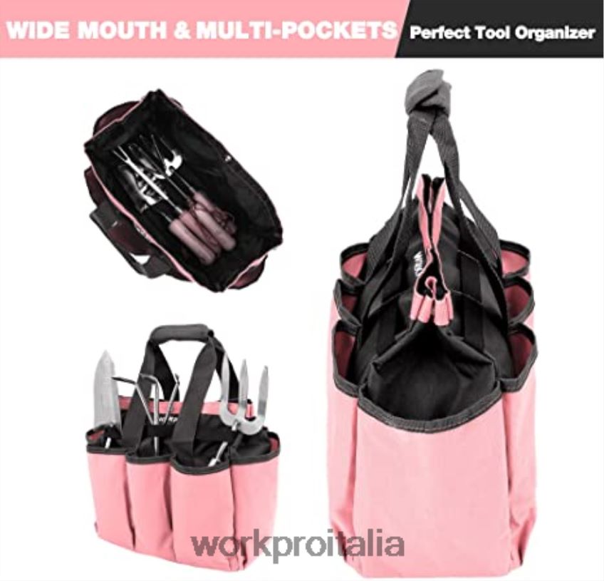 WORKPRO borsa per attrezzi da giardino, borsa da giardino con 8 tasche, organizer per la casa per giardinaggio interno ed esterno rosa/verde B0600L256 magazzinaggio
