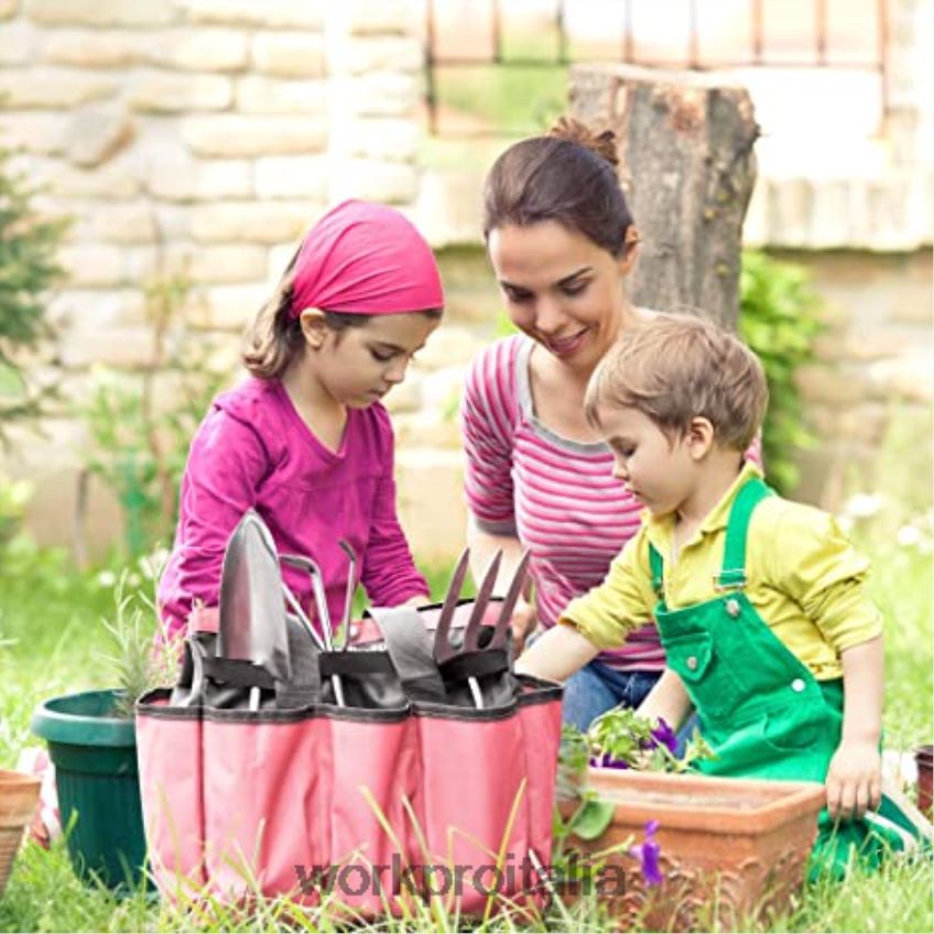 WORKPRO borsa per attrezzi da giardino, borsa da giardino con 8 tasche, organizer per la casa per giardinaggio interno ed esterno rosa/verde B0600L256 magazzinaggio