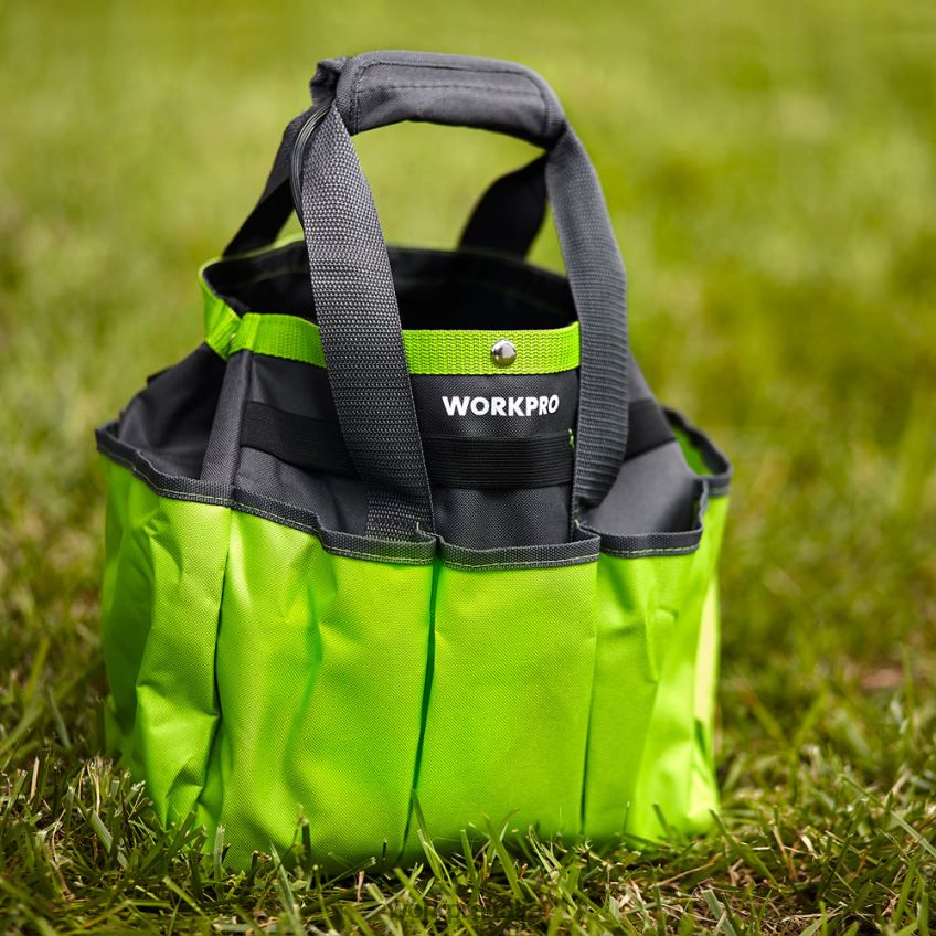 WORKPRO borsa per attrezzi da giardino, borsa da giardino con 8 tasche, organizer per la casa per giardinaggio interno ed esterno rosa/verde B0600L256 magazzinaggio