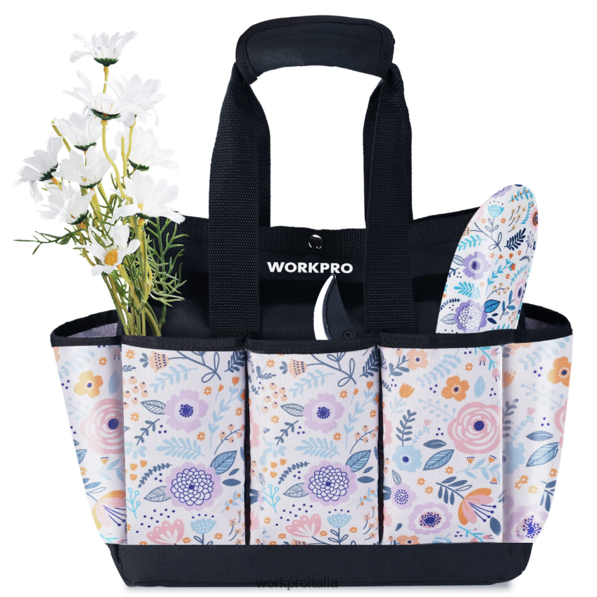 WORKPRO borsa per attrezzi da giardino con 9 tasche floreale bianco/floreale rosa B0600L286 magazzinaggio