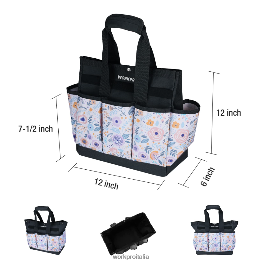 WORKPRO borsa per attrezzi da giardino con 9 tasche floreale bianco/floreale rosa B0600L286 magazzinaggio