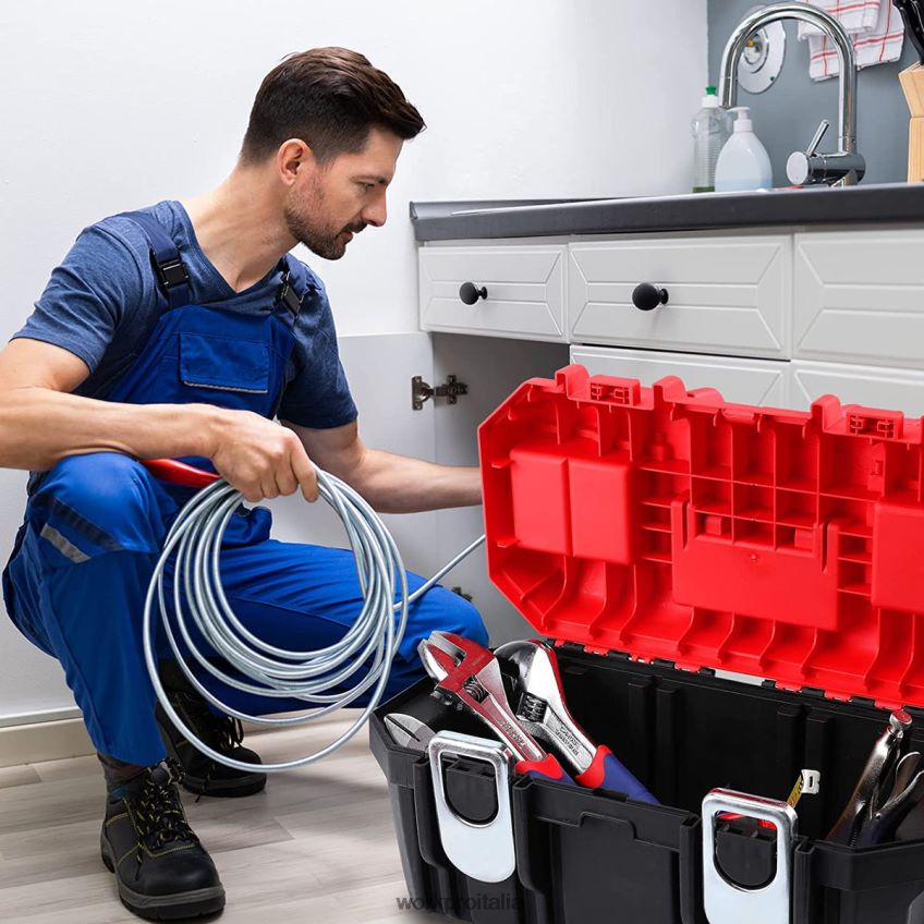 WORKPRO cassetta degli attrezzi portatile con vassoio rimovibile cassetta degli attrezzi resistente con 2 chiusure in metallo utile B0600L33 magazzinaggio