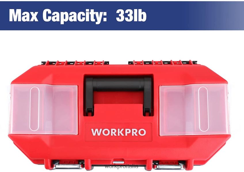 WORKPRO cassetta degli attrezzi portatile con vassoio rimovibile cassetta degli attrezzi resistente con 2 chiusure in metallo utile B0600L33 magazzinaggio