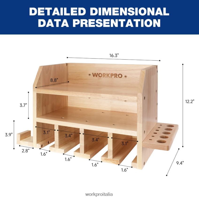 WORKPRO organizer per utensili elettrici, supporto da parete per supporto per trapano a batteria con 5 slot per appendere il trapano, portautensili in legno massiccio utile B0600L19 magazzinaggio