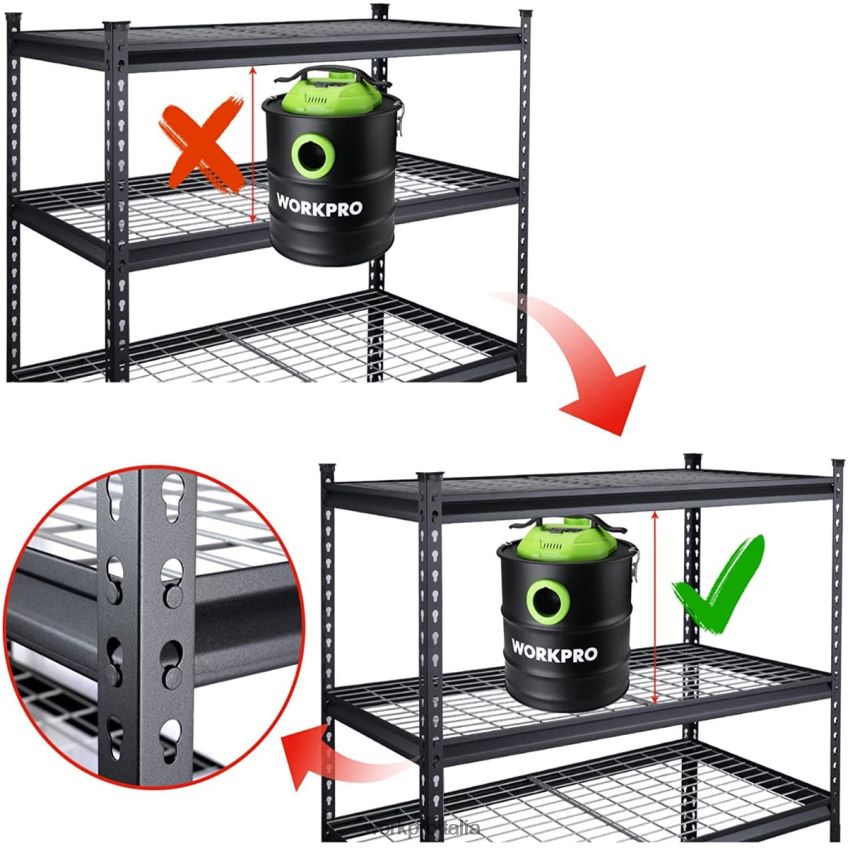 WORKPRO Scaffale in metallo a 5 livelli, scaffale portaoggetti regolabile per carichi pesanti nero B0600L7 magazzinaggio