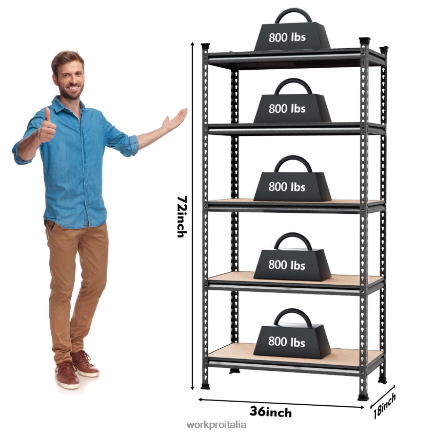 WORKPRO Scaffale per carichi pesanti regolabile in metallo a 5 livelli, capacità di carico di 4000 libbre moderno B0600L12 magazzinaggio
