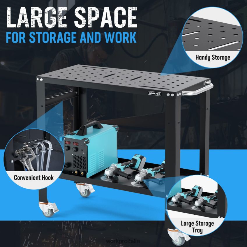 WORKPRO tavolo di saldatura portatile, capacità di carico di 1200 libbre, piano di nitrurazione nuovo B0600L13 magazzinaggio